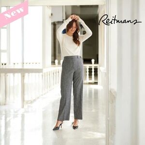 Reitmans, Straight-Leg High-Rise Textured Pant - Petite, 22W, Gray